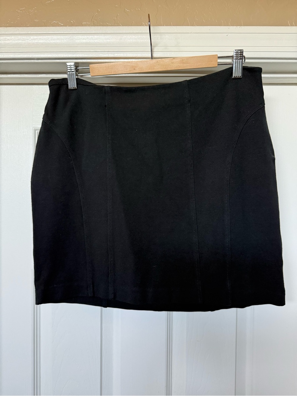 New York & Company Black Mini Skirt with Panel Seams
